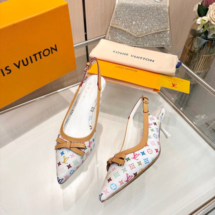 LV 26S BOW-DETAIL SLINGBACK PUMPS 55 MM IN MULTICOLOR MONOGRAM CANVAS