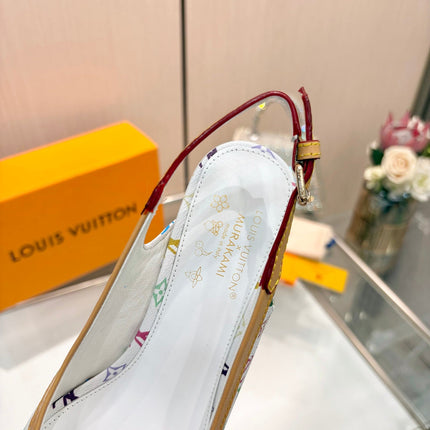 LV 26S BOW-DETAIL SLINGBACK PUMPS 55 MM IN MULTICOLOR MONOGRAM CANVAS