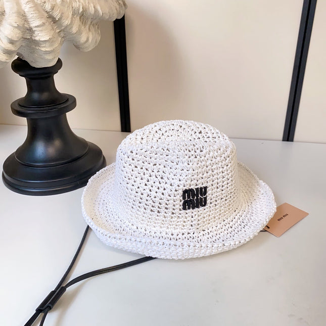 MIUMIU 26S CROCHET STRAW HAT 342172