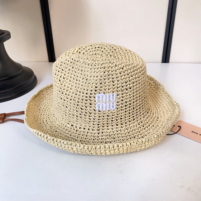 MIUMIU 26S CROCHET STRAW HAT 342173