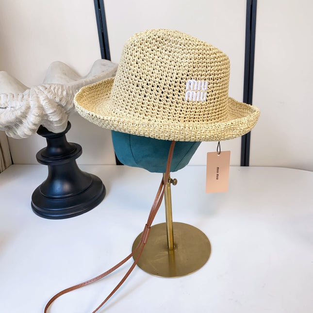 MIUMIU 26S CROCHET STRAW HAT 342173