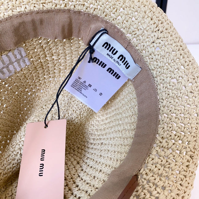 MIUMIU 26S CROCHET STRAW HAT 342173