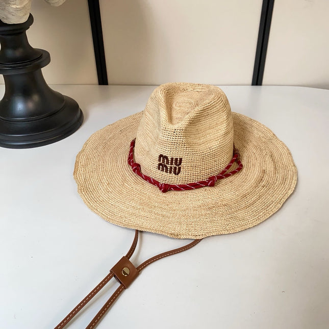 MIUMIU 26S RAFFIA COWBOY HAT 340568