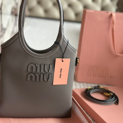 IVY SMALL TOTE BAG 22 IN GRAY CALFSKIN