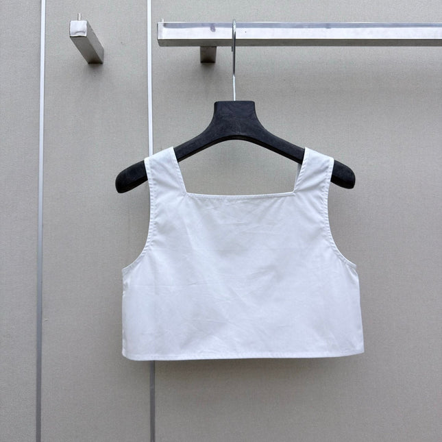 MIUMIU 26S SLEEVELESS CROPPED SQUARE-NECK TOP STYLE 1079