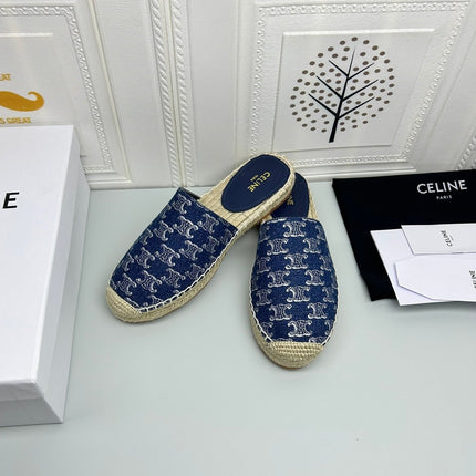 NEW FLAT FISHERMAN SANDALS NAVY BLUE COTTON CANVAS