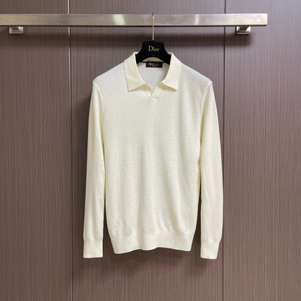 LORO PIANA 26S LONG-SLEEVE KNIT POLO SWEATER 909