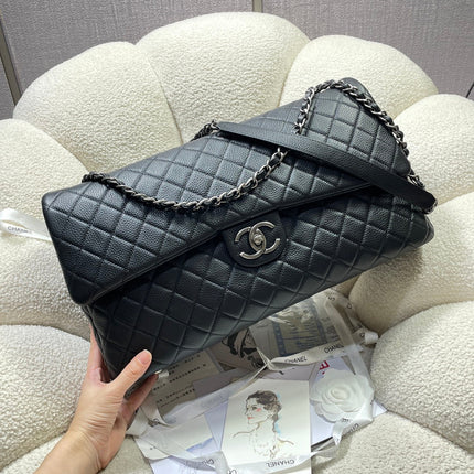 CHANEL 26S FLAP BAG 46 IN BLACK CAVIAR CALFSKIN