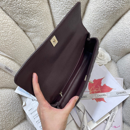 CHANEL 26S COCO HANDLE BAG 32 IN DARK BROWN CAVIAR CALFSKIN GOLD HARDWARE