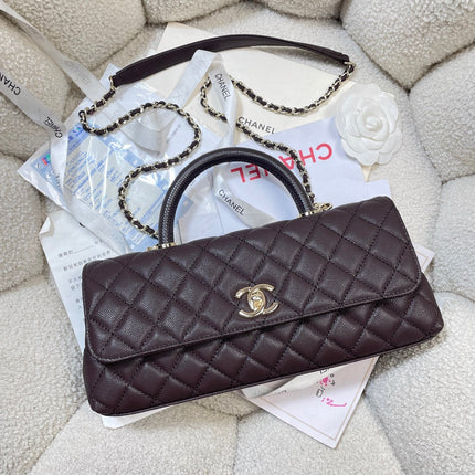 CHANEL 26S COCO HANDLE BAG 32 IN DARK BROWN CAVIAR CALFSKIN GOLD HARDWARE