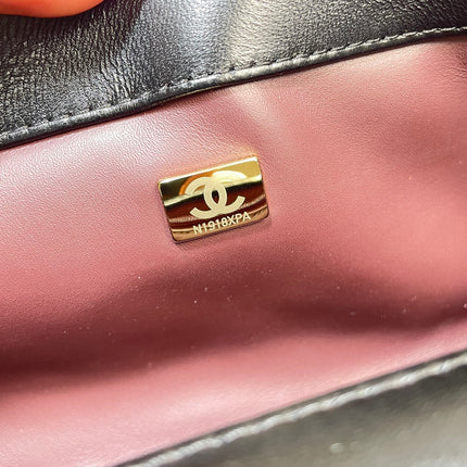 CHANEL 26S COCO HANDLE BAG 32 IN BLACK LAMBSKIN GOLD HARDWARE