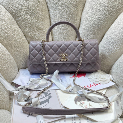 CHANEL 26S COCO HANDLE BAG 32 IN LIGHT PURPLE CAVIAR CALFSKIN GOLD HARDWARE