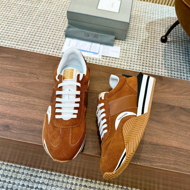 TOM FORD SNEAKERS IN TAN BROWN SUEDE 432168