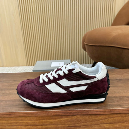TOM FORD SNEAKERS  IN DARK BURGUNDY RED MESH AND SUEDE 434241