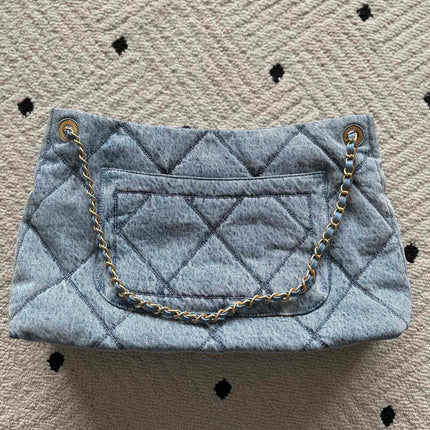 CHANEL 25S HOBO BAG 38 IN BLUE DENIM WITH GOLD HARDWARE