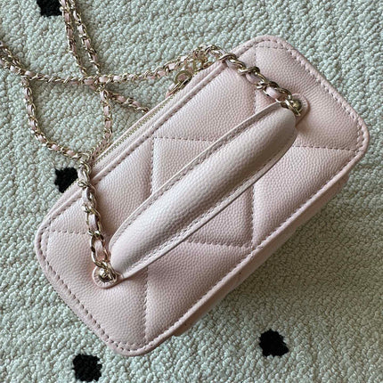 CHANEL 25S VANITY BAG 17 IN LIGHT PINK CAVIAR LEATHER WITH GOLD HARDWARE