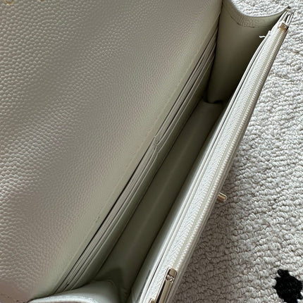 CHANEL 25S MINI FLAP BAG 19 IN WHITE CAVIAR LEATHER