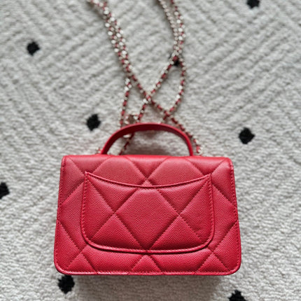 CHANEL 25S MINI FLAP BAG 19 IN RED CAVIAR LEATHER