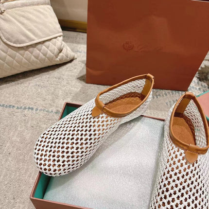FLAT SHOES IN WHITE MESH FABRIC