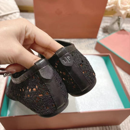 FLAT SHOES 25 IN BLACK MESH FABRIC