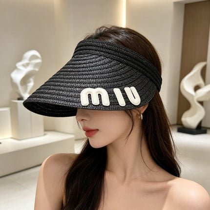 MIUMIU 26S WOVEN VISOR IN BLACK 343706
