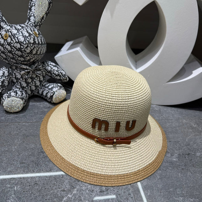 MIUMIU 26S COLOR-BLOCK STRAW HAT 342466