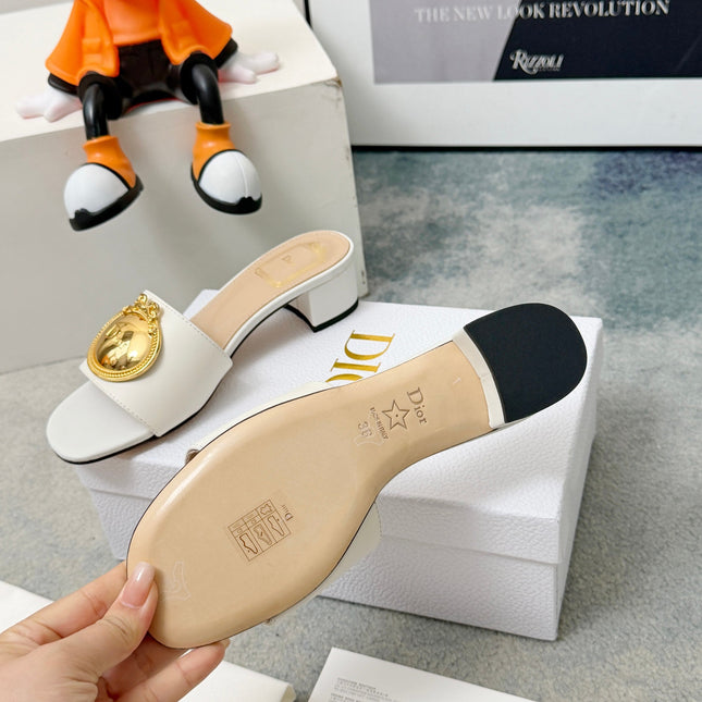 DIOR 26S HIGH-HEEL SANDALS IN WHITE CALFSKIN WITH GOLD HARDWARE