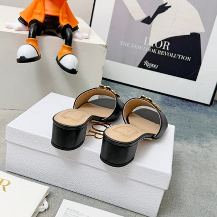 DIOR 26S HIGH-HEEL SANDALS IN BLACK CALFSKIN WITH GOLD HARDWARE