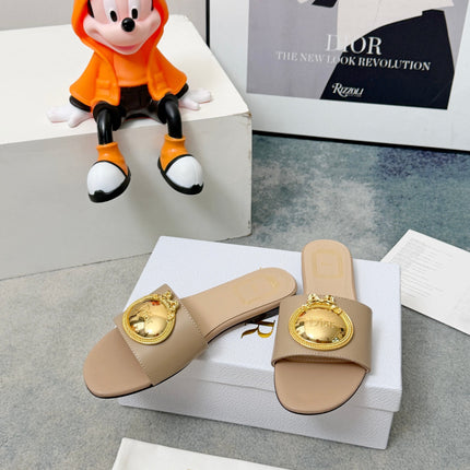 DIOR 26S SANDALS IN BEIGE CALFSKIN WITH GOLD HARDWARE