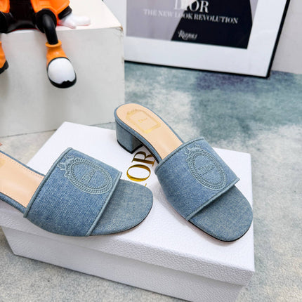 DIOR 26S HIGH-HEEL SANDALS 45 MM IN BLUE DENIM