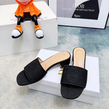DIOR 26S HIGH-HEEL SANDALS 45 MM IN BLACK DENIM