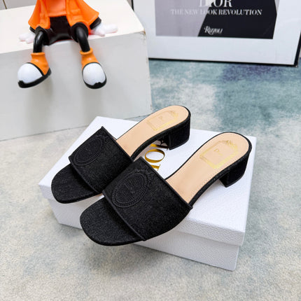 DIOR 26S HIGH-HEEL SANDALS 45 MM IN BLACK DENIM