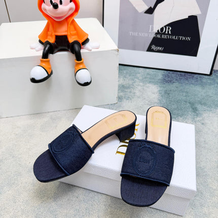 DIOR 26S HIGH-HEEL SANDALS 45 MM IN NAVY BLUE DENIM