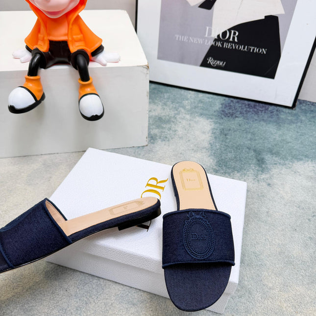 DIOR 26S SANDALS IN NAVY BLUE DENIM