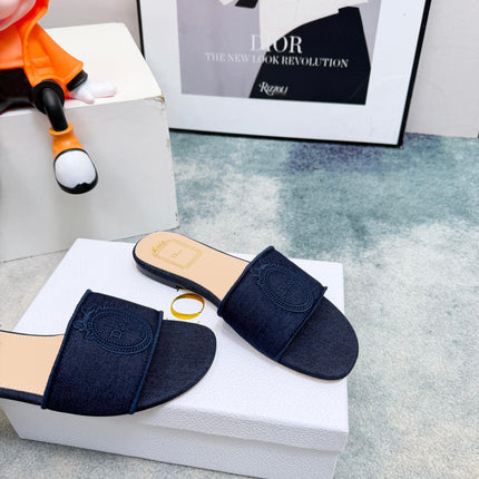 DIOR 26S SANDALS IN NAVY BLUE DENIM