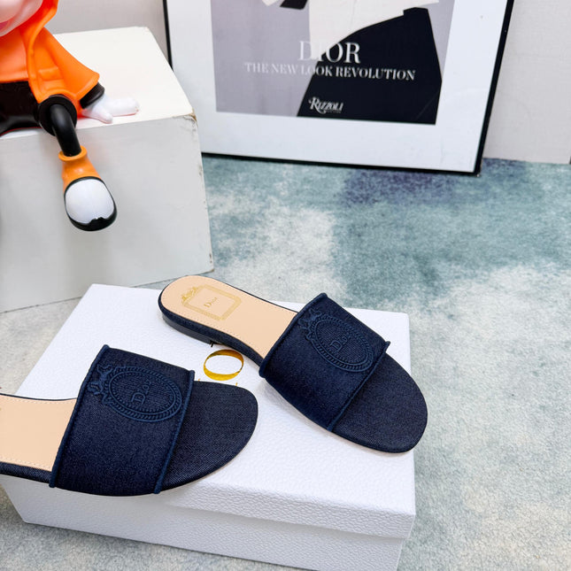 DIOR 26S SANDALS IN NAVY BLUE DENIM