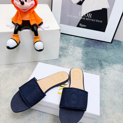 DIOR 26S SANDALS IN NAVY BLUE DENIM