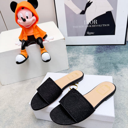 DIOR 26S SANDALS IN BLACK DENIM