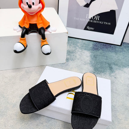 DIOR 26S SANDALS IN BLACK DENIM