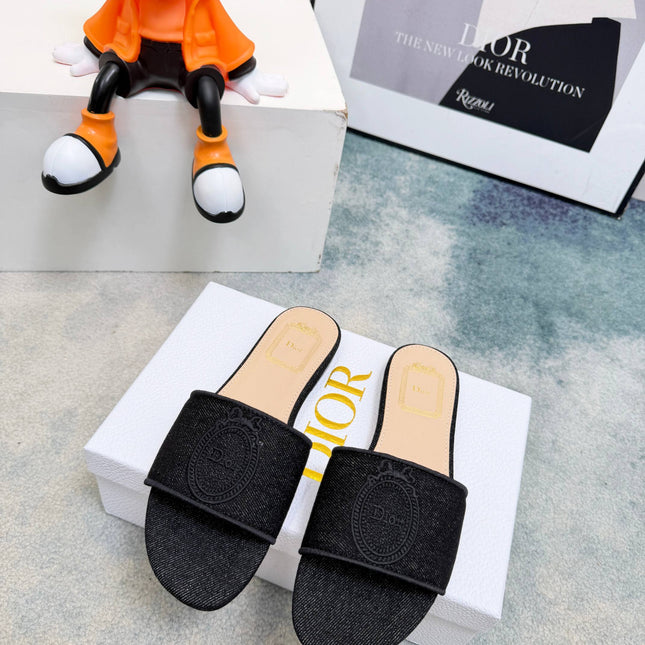 DIOR 26S SANDALS IN BLACK DENIM