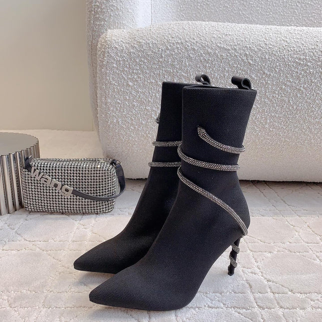MARGOT BLACK AND SILVER ANKLE BOOT 95 MM