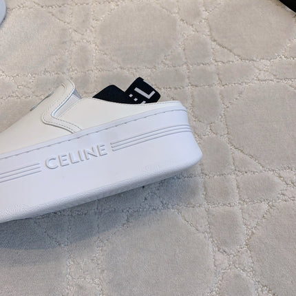 CELINE 26S WEDGE MULES MM IN WHITE SMOOTH CALFSKIN