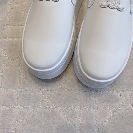 CELINE 26S WEDGE MULES MM IN WHITE SMOOTH CALFSKIN