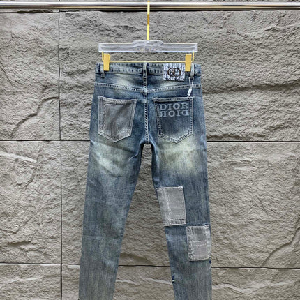 SLIMFIT RETRO-WASHED BLUE STRETCH DENIM JEANS