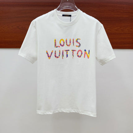 LV T-SHIRT COLORFUL LOGO IN WHITE COTTON 238876