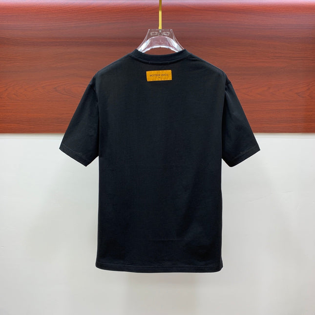 LV T-SHIRT IN BLACK COTTON STYLIZED LOGO 238873