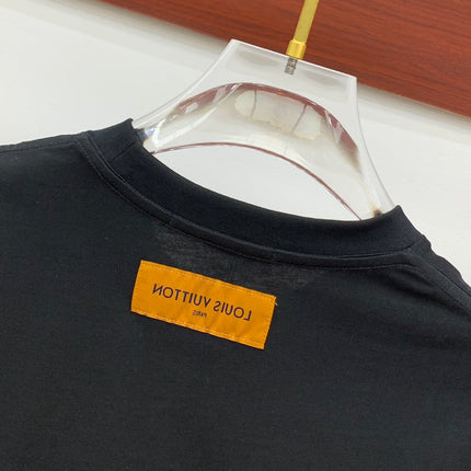 LV T-SHIRT IN BLACK PURE COTTON EMBROIDERED LOGO 238889