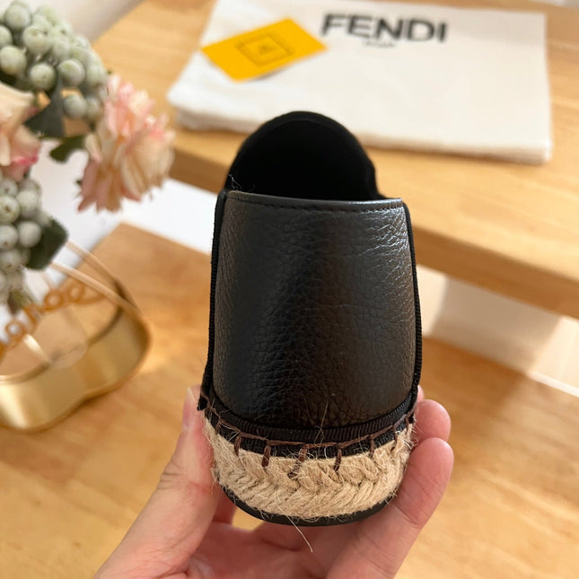 FENDI 26S ESPADRILLE LOAFERS IN DARK BROWN CANVAS STYLE 6