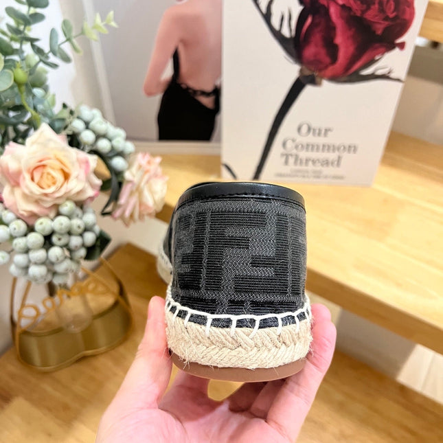 FENDI 26S ESPADRILLE LOAFERS IN BLACK CANVAS STYLE 5