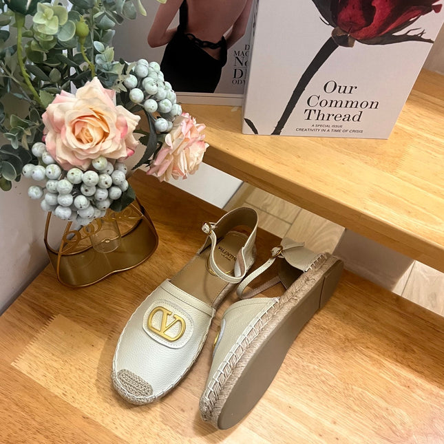 VALENTINO 26S ESPADRILLE SHOES IN WHITE CALFSKIN